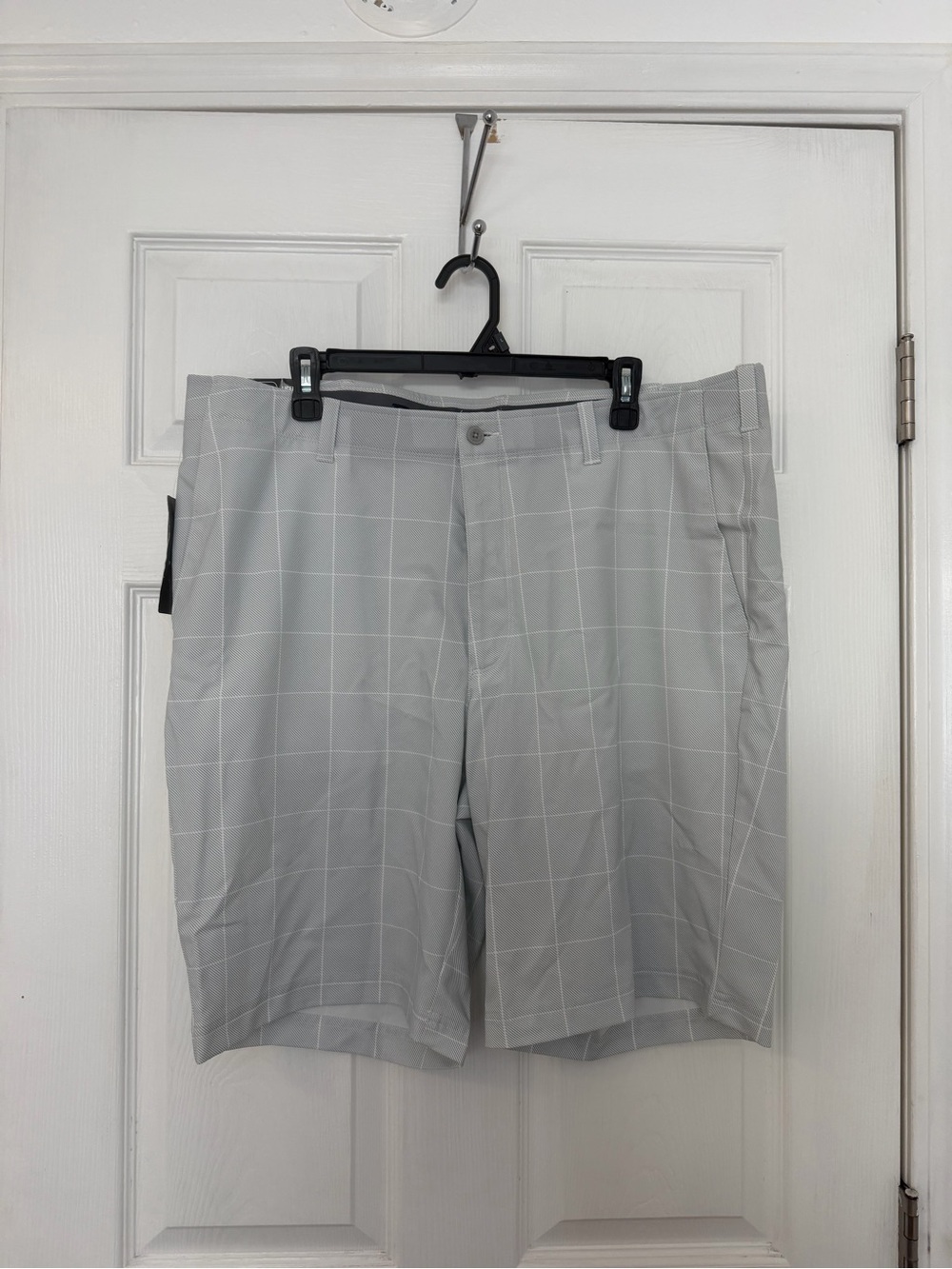 PGA Tour Light Gray Windowpane Flat Front Shorts